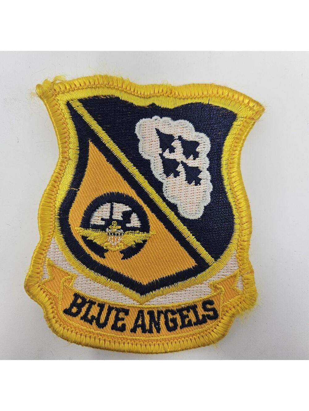 Vintage Navy Blue Angels Sew On Patch Plane Formation Yellow 3" EUC